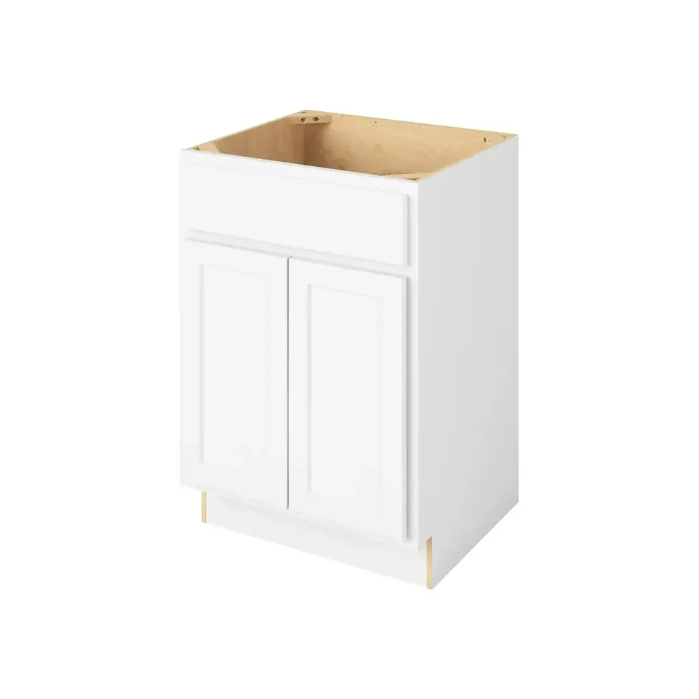 24-in W x 35-in H x 21-in D Sink Base Cabinet - Nantucket - Polar White - Assembled