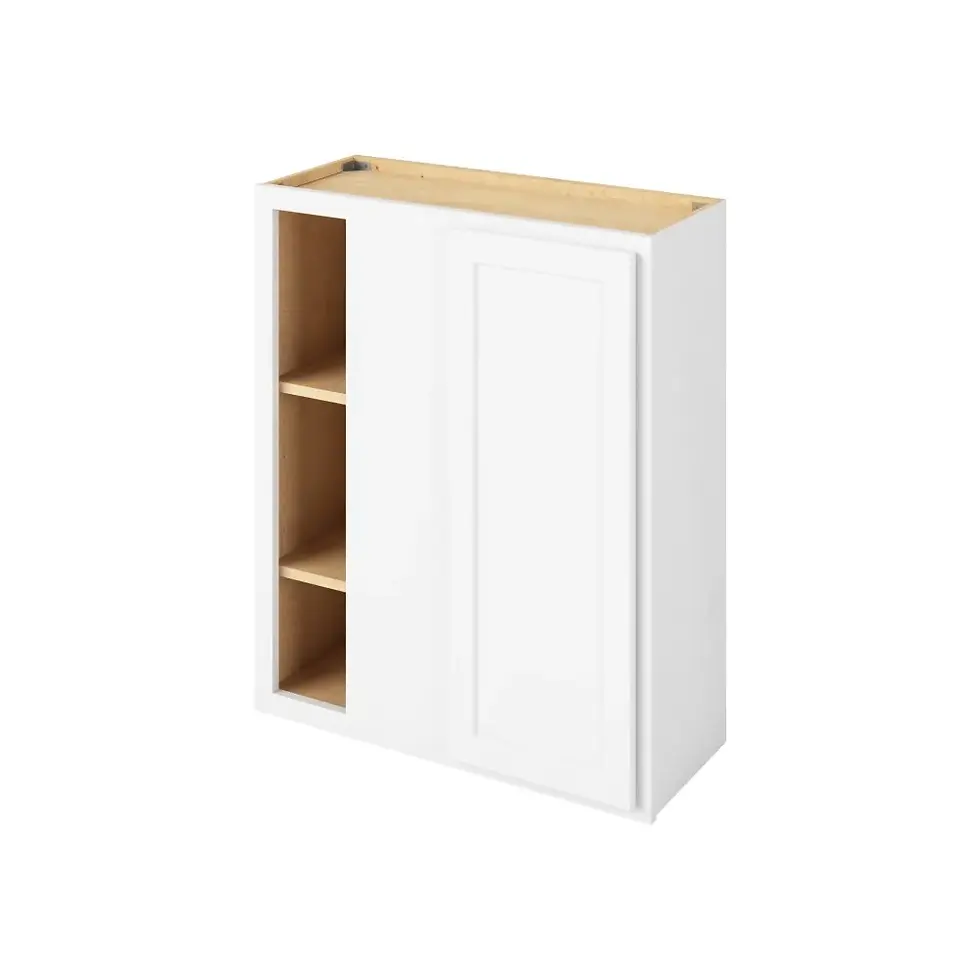 30-36-in W x 36-in H x 12-in D Blind Corner Wall Cabinet - Nantucket - Polar White - Assembled - Left