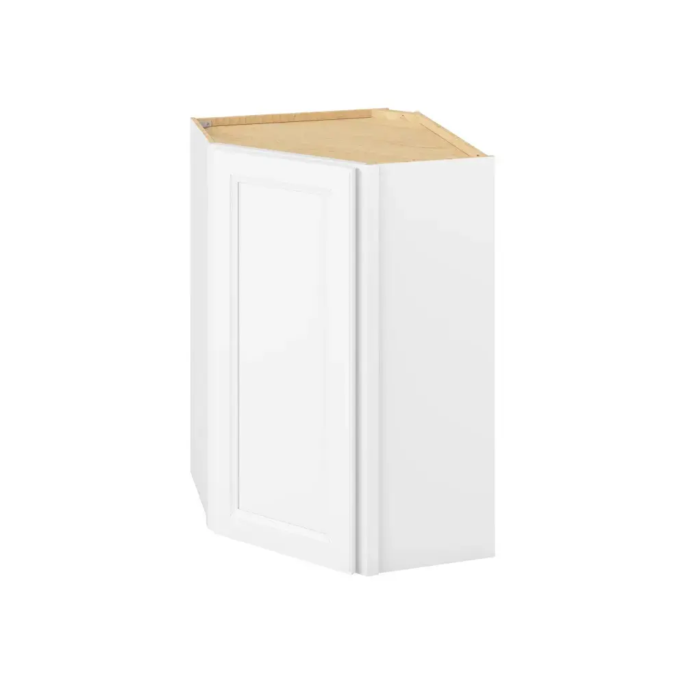 24-in W x 36-in H x 12-in D Diagonal Corner Wall Cabinet - St. Croix - Polar White - Assembled - Left