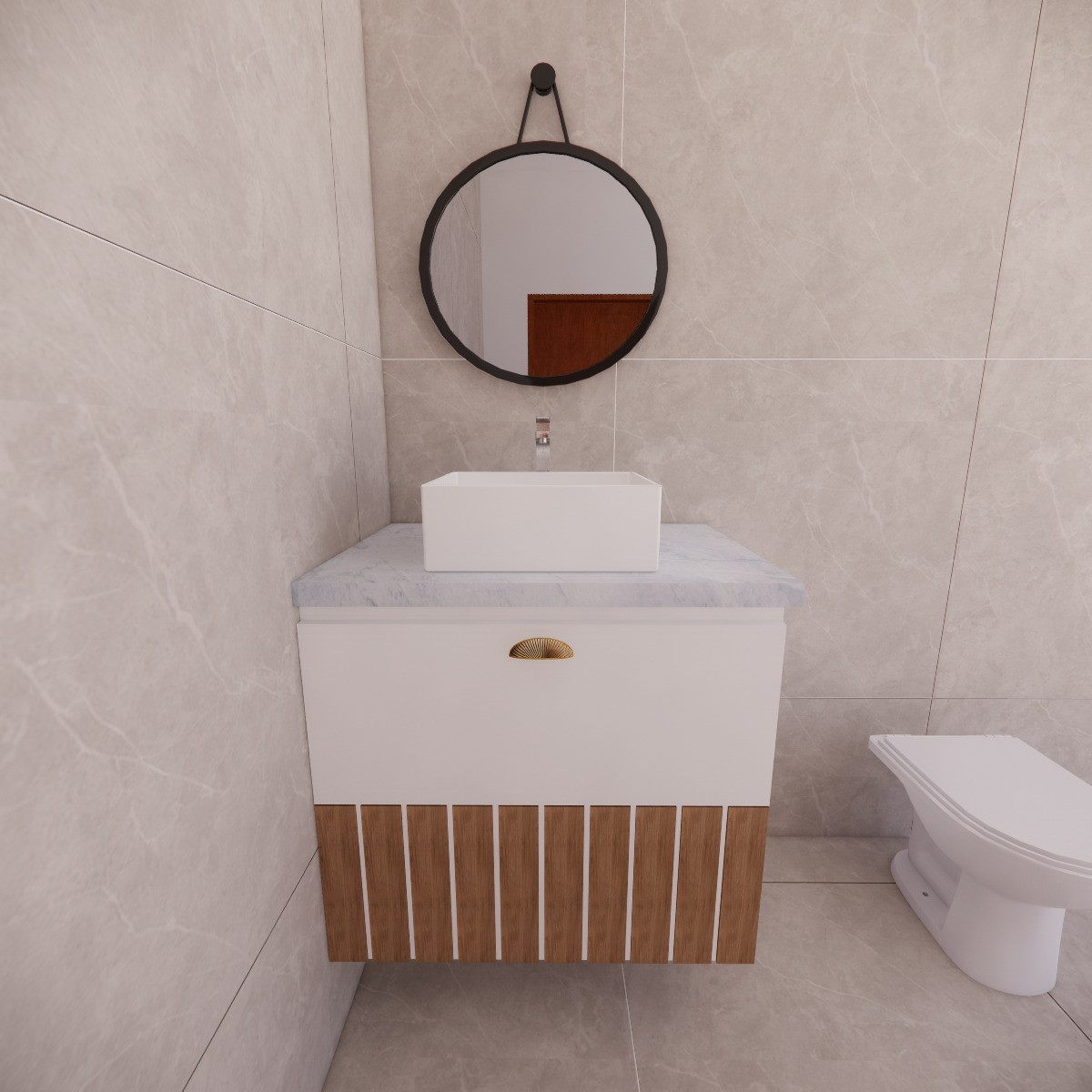 Gabinete de Banheiro em branco com porta em itapuã.
