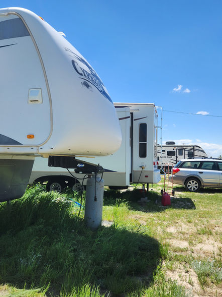 18 RV pull-through spaces with city water, sewer and 30/ 50 amp electrical hookups.