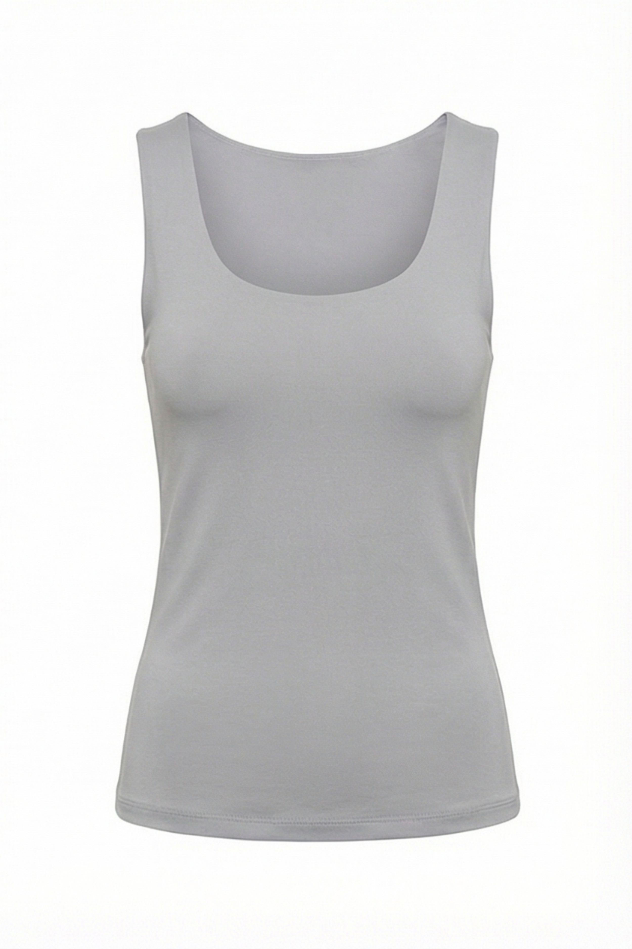 Kadın Askılı Bisiklet Yaka Basic Atlet -Gri