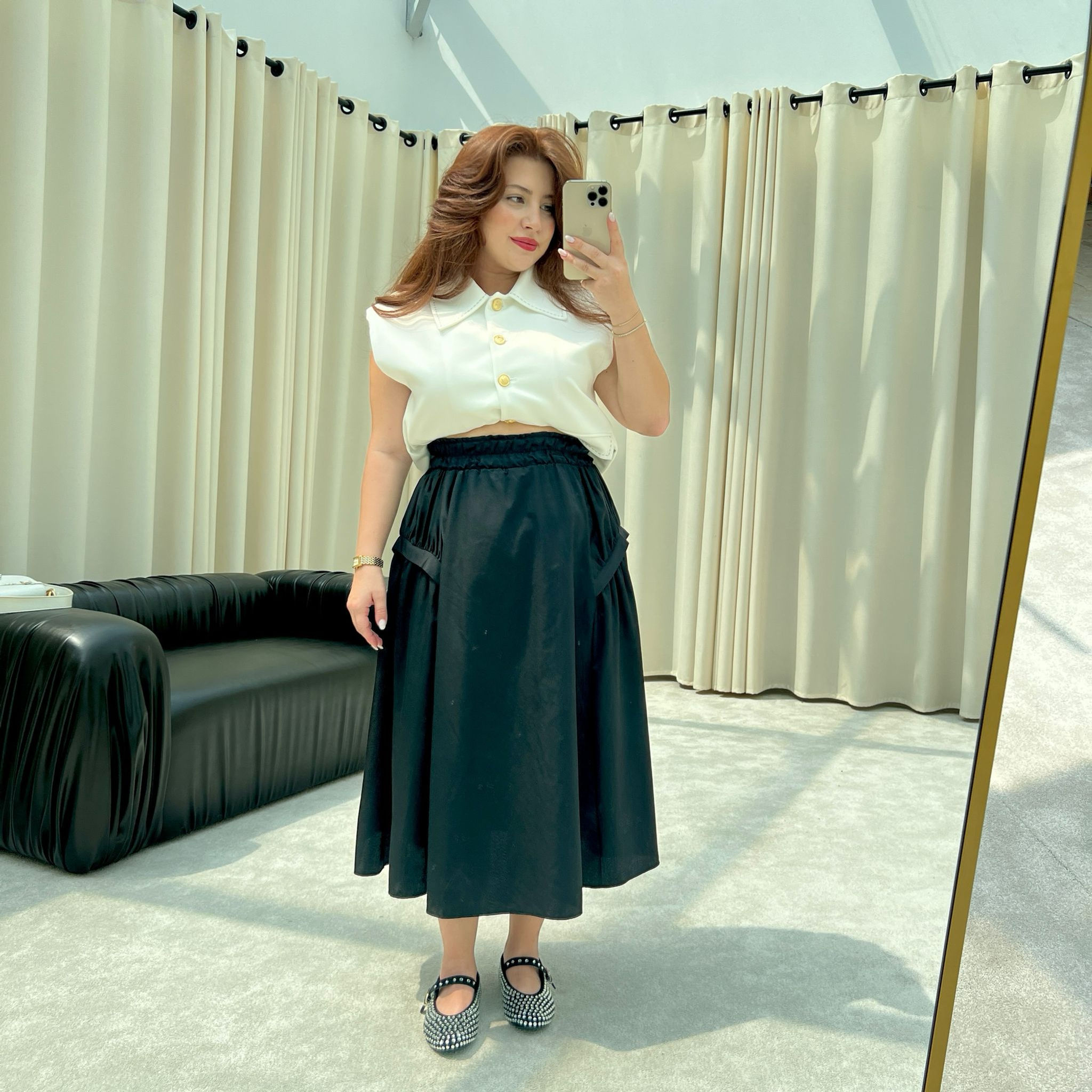 Kadın Siyah %100 Pamuk Midi Boy Etek