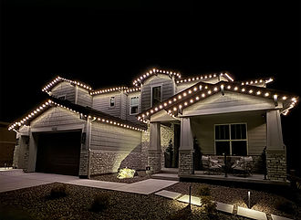Warm white permanent roofline lighting, Las Vegas
