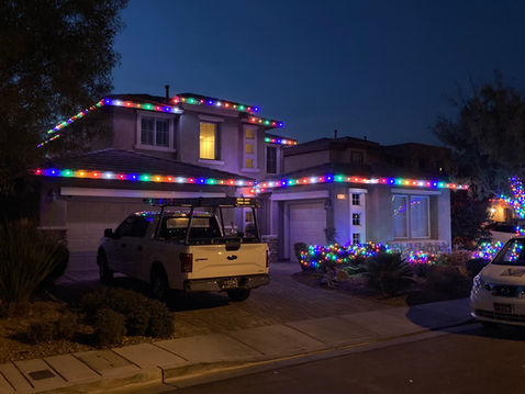 Multicolor roofline with cool white and multicolor landscape