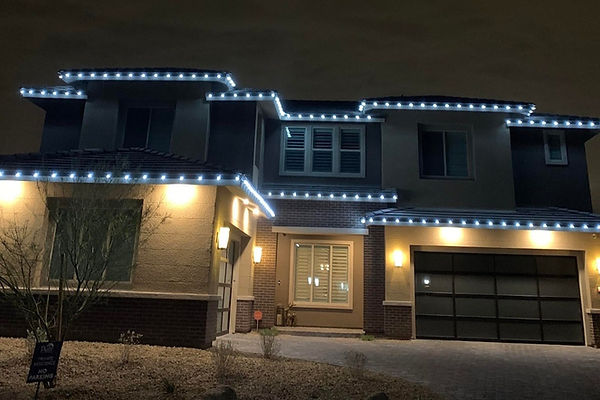 Cool white Christmas Light Installation in Las Vegas, NV by Happy Santa Holiday Lights lights