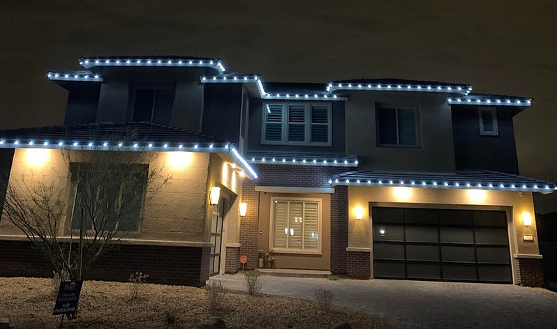 Cool white roofline lights