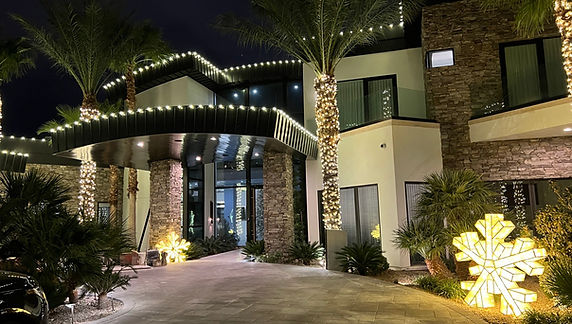 Warm white Christmas light installation in North Las Vegas from Happy Santa Holiday Lights