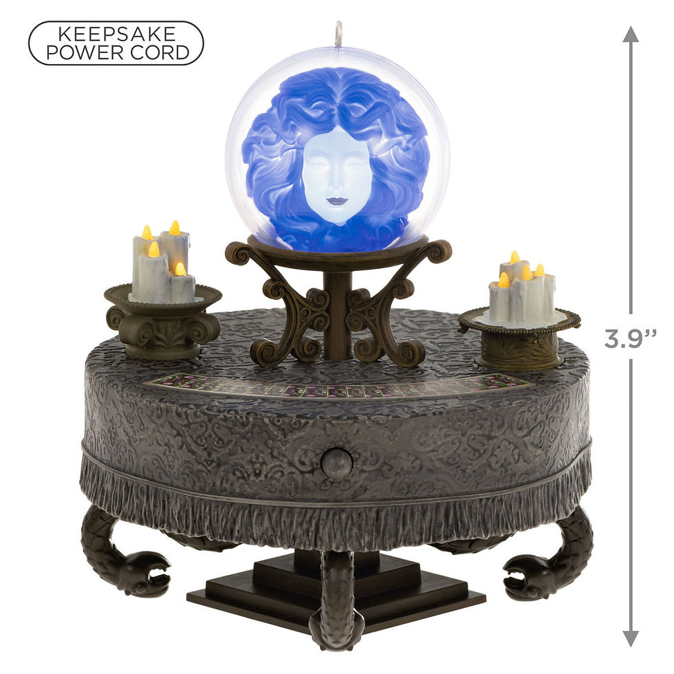 Thumbnail: Madame Leota ornament with glowing face and candles
