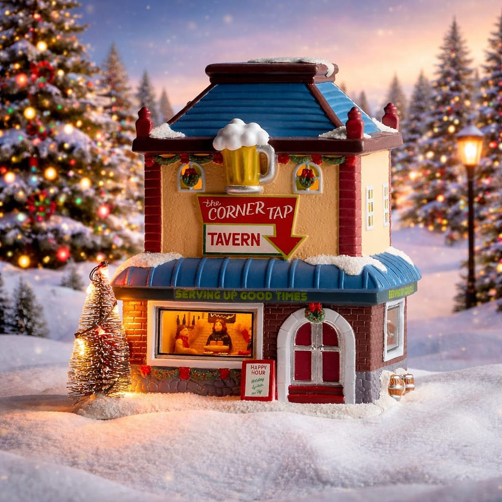 Thumbnail: St. Nicholas Square LED Corner Tavern in snowy village scene