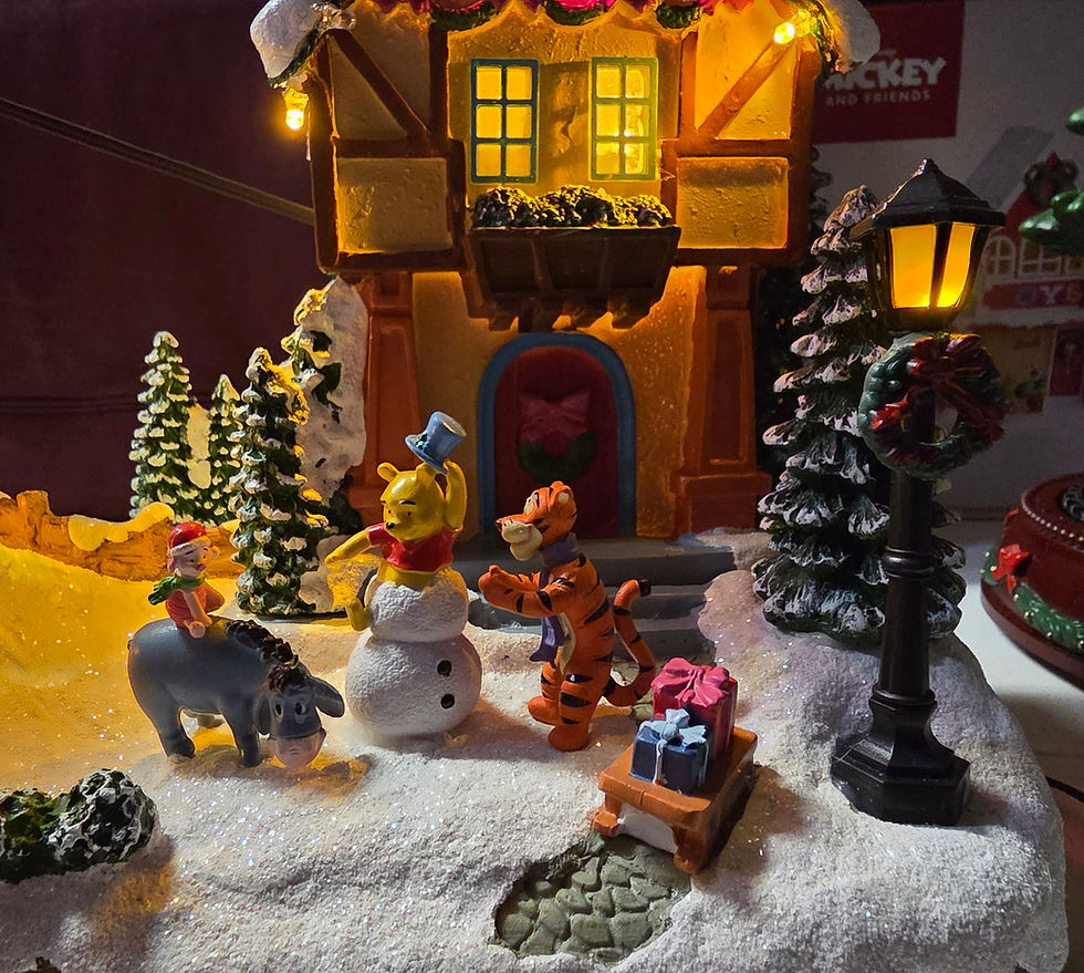 Thumbnail: Disney Pooh, Tigger, Eeyore in snowy musical ski village