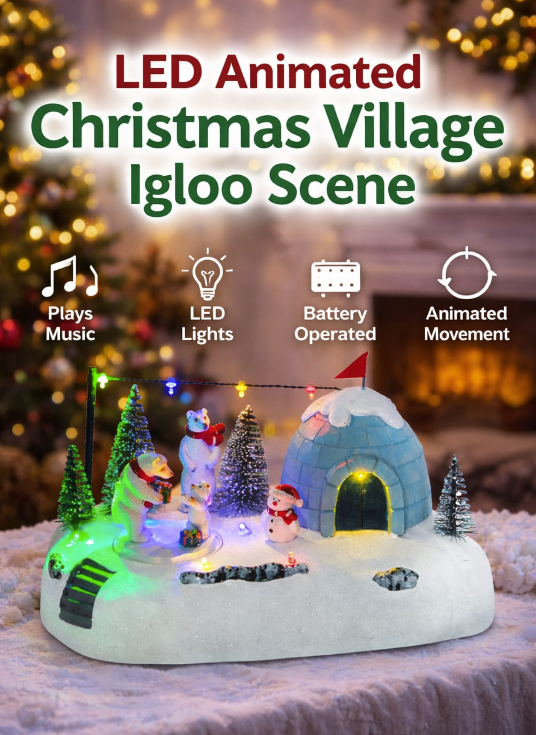 Thumbnail: ❄️ IGLOO Animated Christmas Village scene with Bears