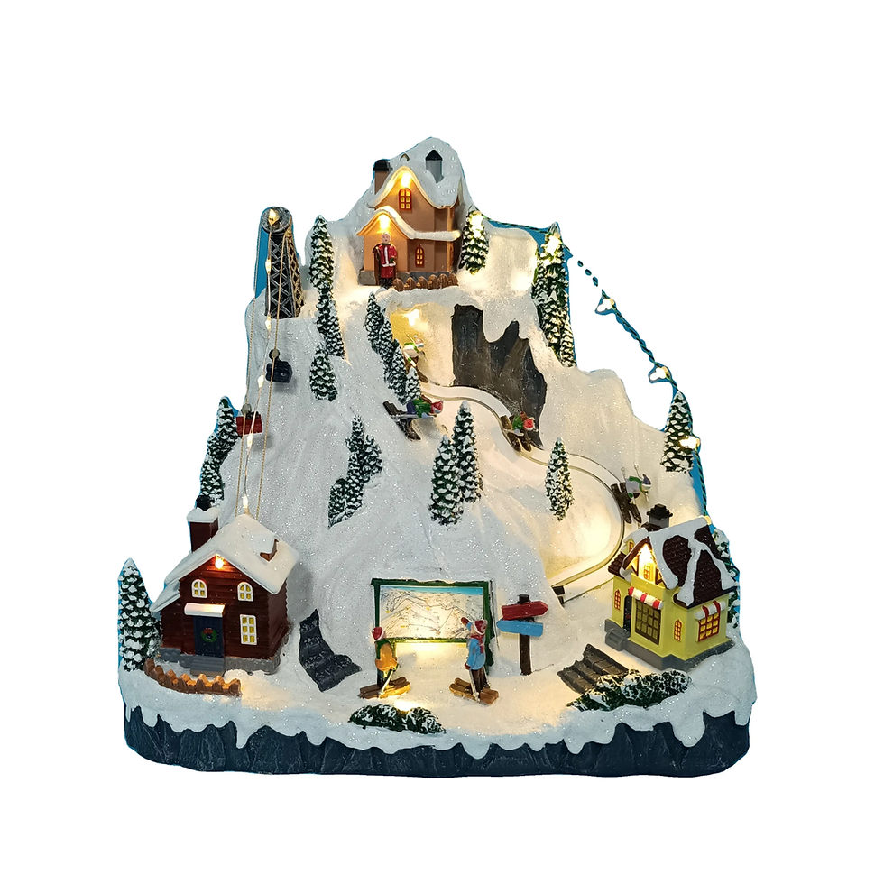 Thumbnail: Christmas Village Ski Resort LED Animated Scene with Moving Skiers