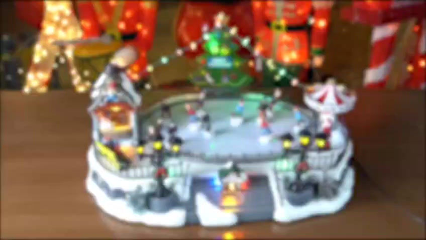 Thumbnail: Christmas Village TREE Animated Ice Skating Scene LED Lights with Moving Skaters
