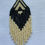Thumbnail: Black and Cream Beaded Fringe Earrings