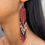 Thumbnail: Red, Black, Gold & Cream Beaded Fringe Earrings