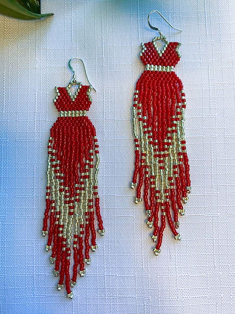 strapless open back dress Stacy Spicy Pepper Beaded Earrings