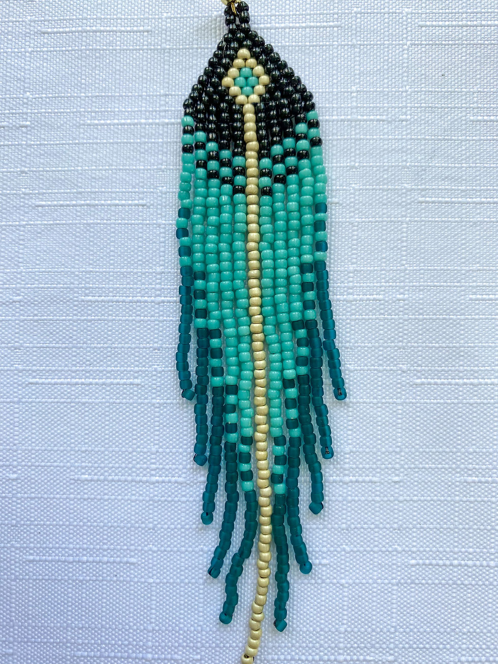 Thumbnail: Turquoise & Teal Beaded Fringe Earrings