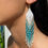 Thumbnail: White, Gold & Teal Beaded Fringe Earrings