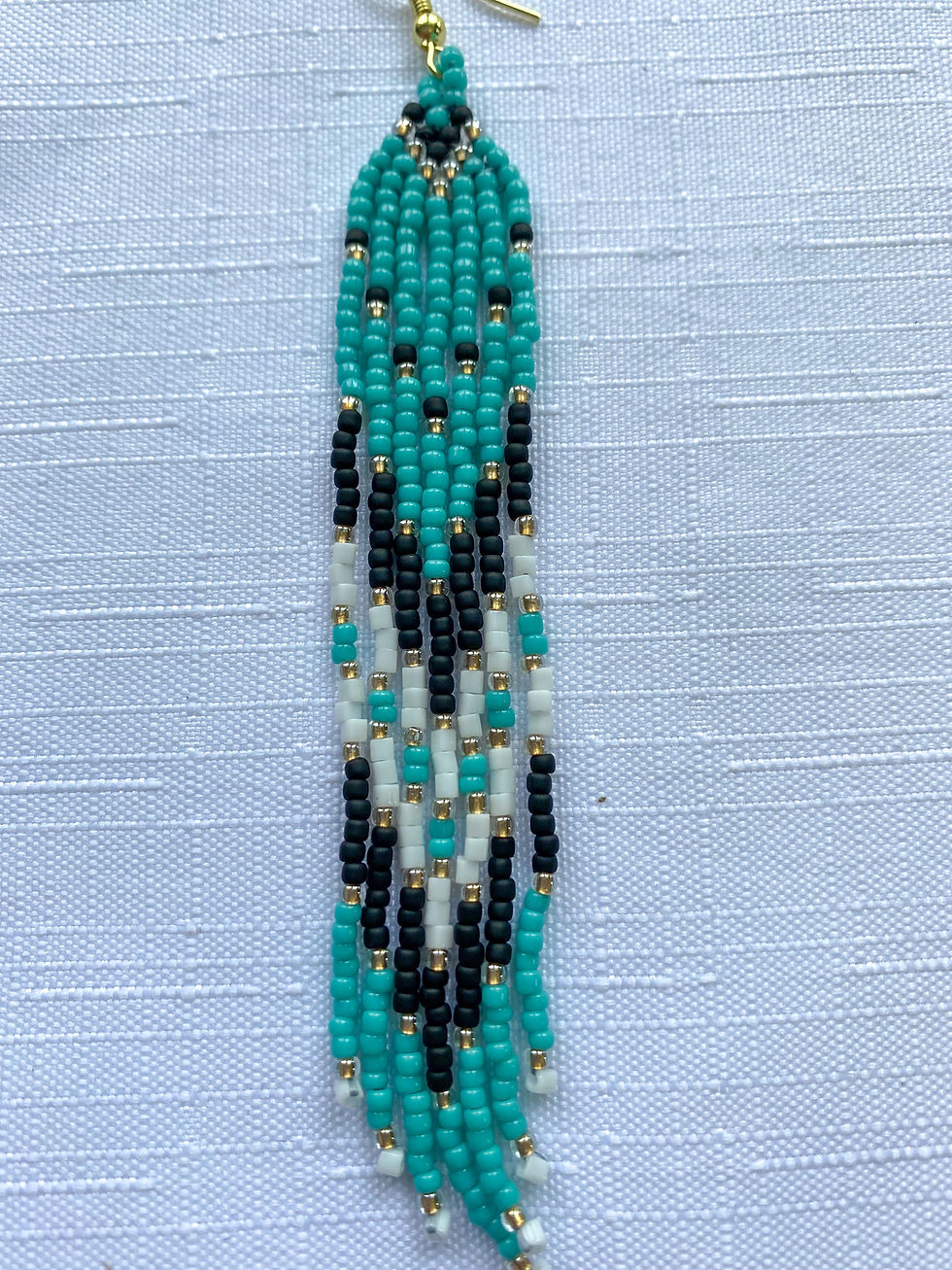 Thumbnail: Long Thin Turquoise Fringe Earrings