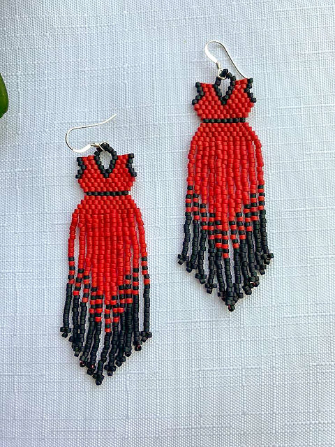 Red Dress Beaded Fringe Earrings | She Carries the Moon Red Dress Beaded Fringe Earrings | She Carries the Moon