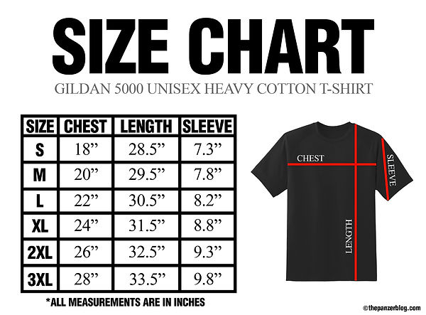 Gildan 5000 Size Chart