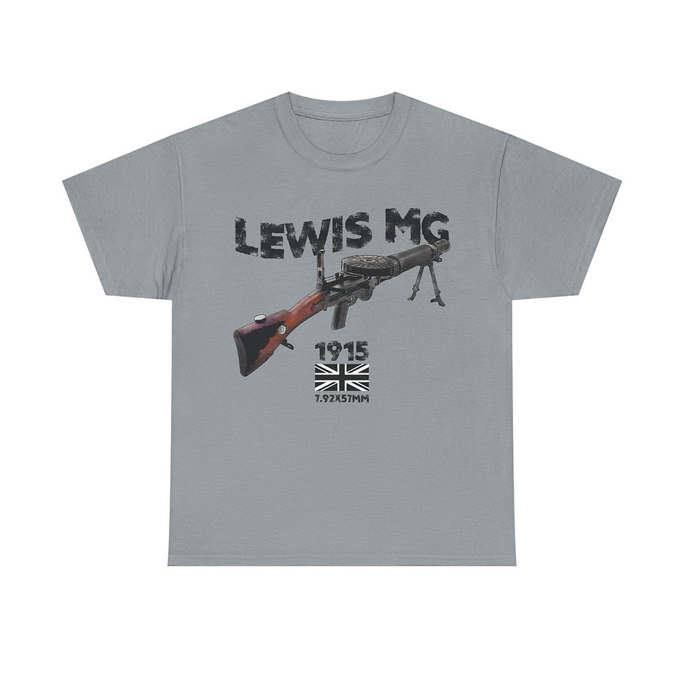 Thumbnail: Lewis MG T-Shirt WWI British Army Gun Rifle