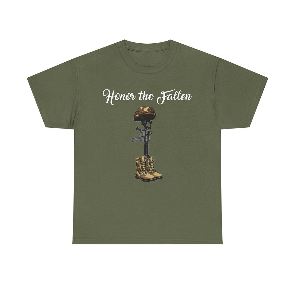 Thumbnail: Honor the Fallen Battle Cross T-Shirt Army Boots Rifle Memorial