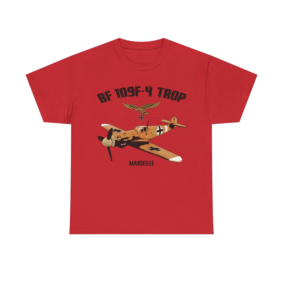 Thumbnail: Bf 109F-4 T-Shirt WWII Luftwaffe German Aircraft Version 2