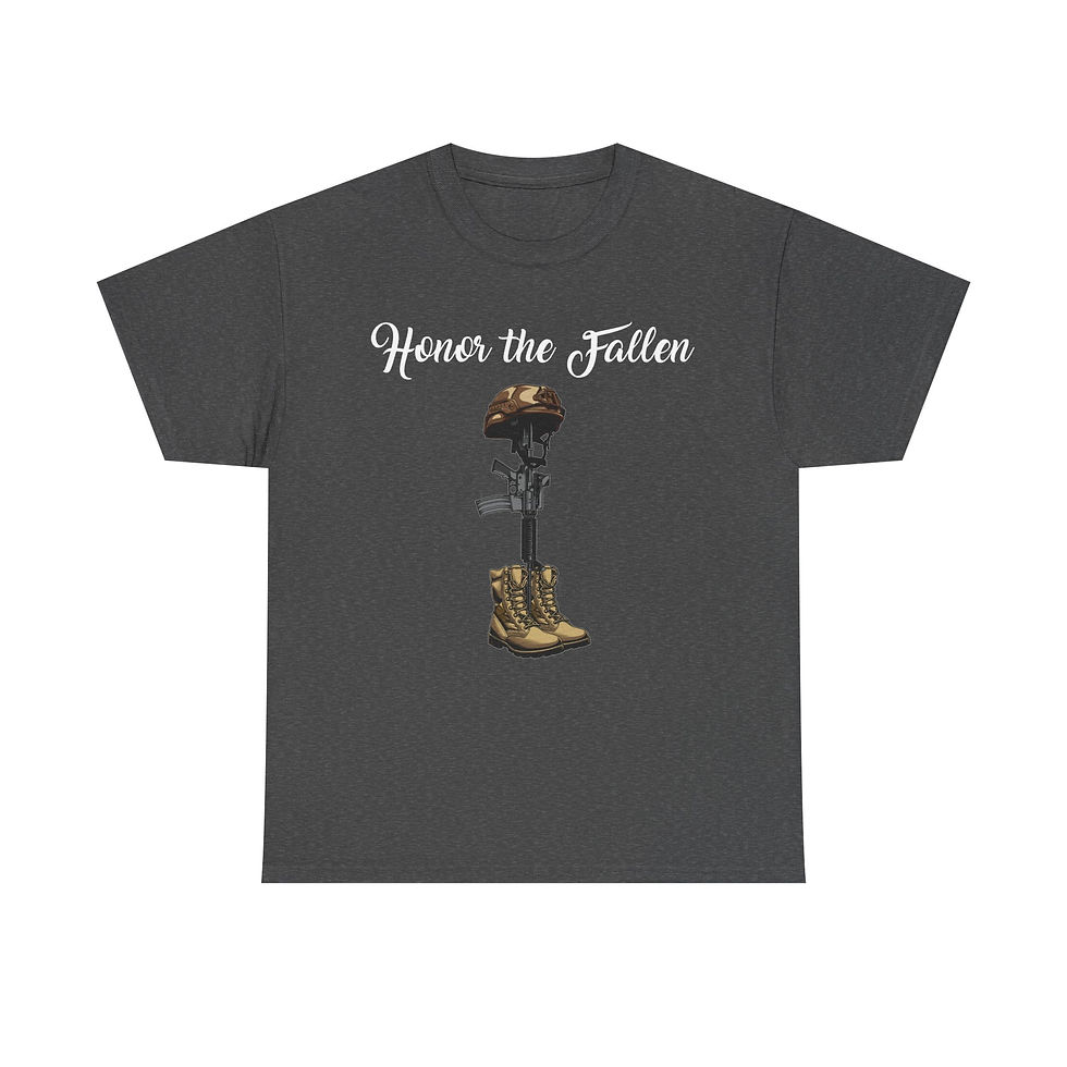 Thumbnail: Honor the Fallen Battle Cross T-Shirt Army Boots Rifle Memorial