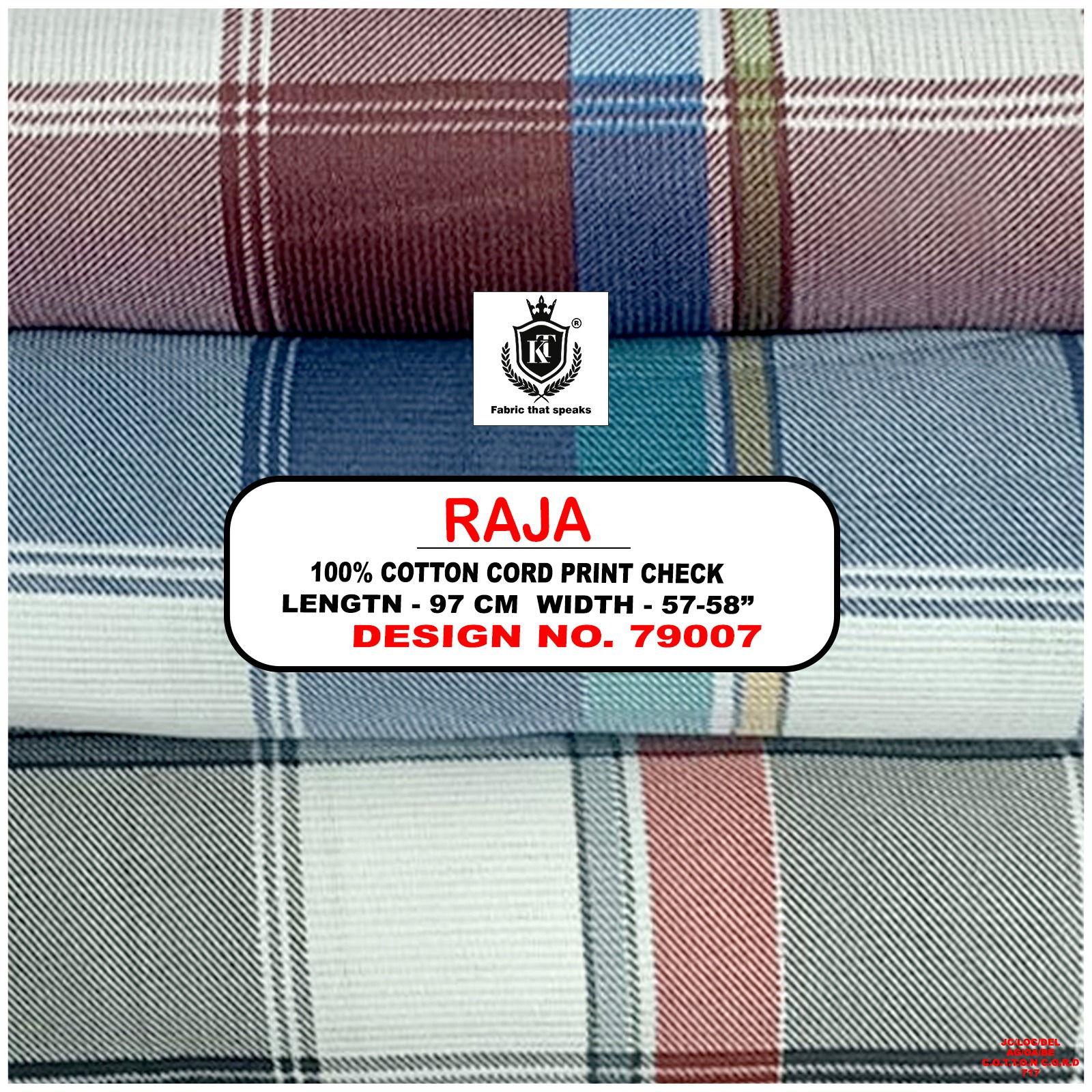 RAJA (79007) -100% Cotton Cord Print Check