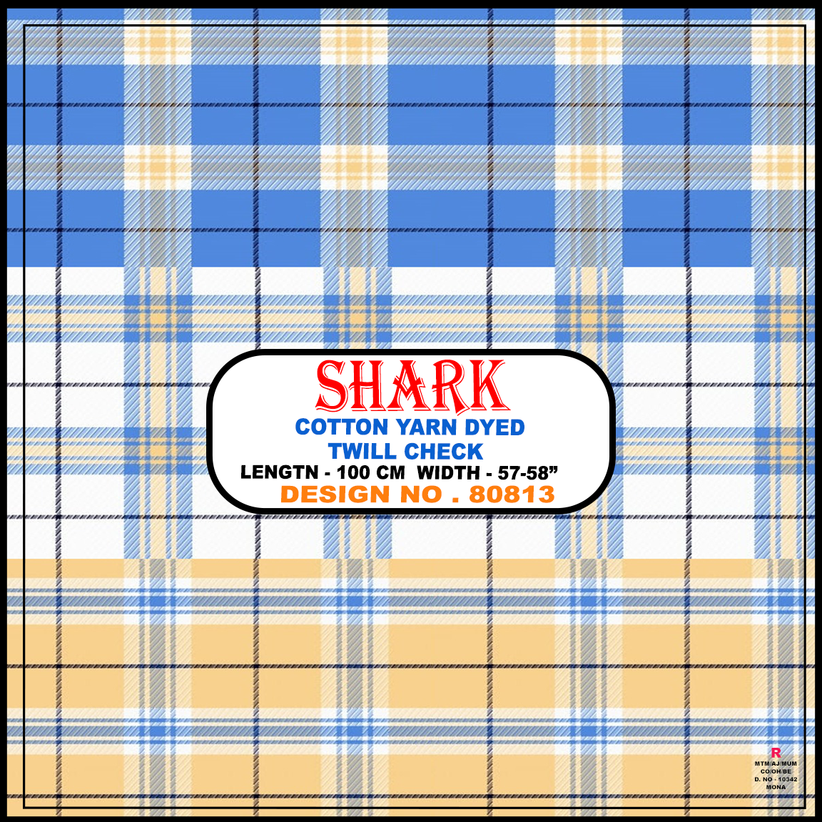 ಶಾರ್ಕ್ (80813) - ಹತ್ತಿ ನೂಲು ಬಣ್ಣ ಹಾಕಿದ ಟ್ವಿಲ್ ಚೆಕ್