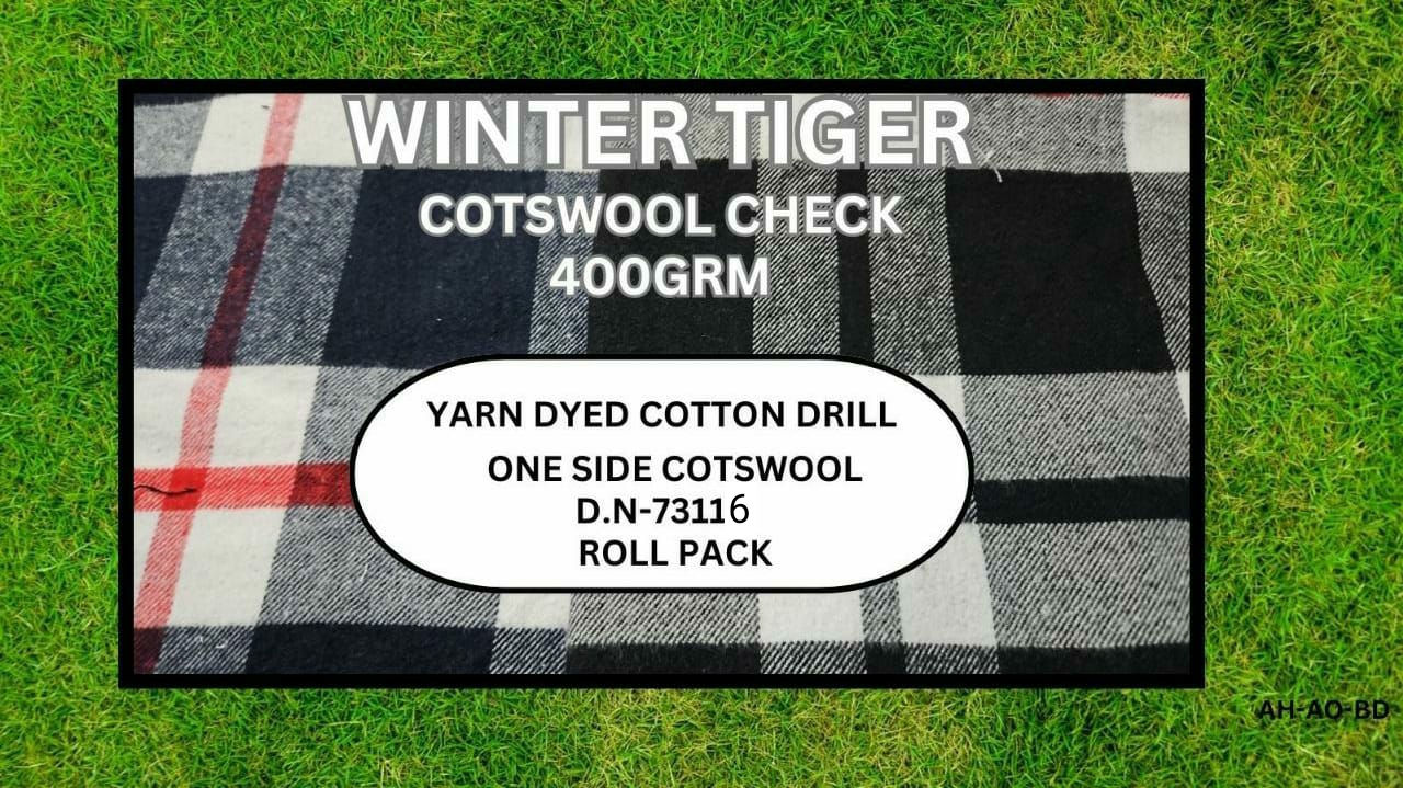 ವಿಂಟರ್ ಟೈಗರ್ (73105) - ನೂಲು ಬಣ್ಣ ಹಾಕಿದ ಹತ್ತಿ ಡ್ರಿಲ್ ಒನ್ ಸೈಡ್ ಕಾಟ್ಸ್‌ವೂಲ್