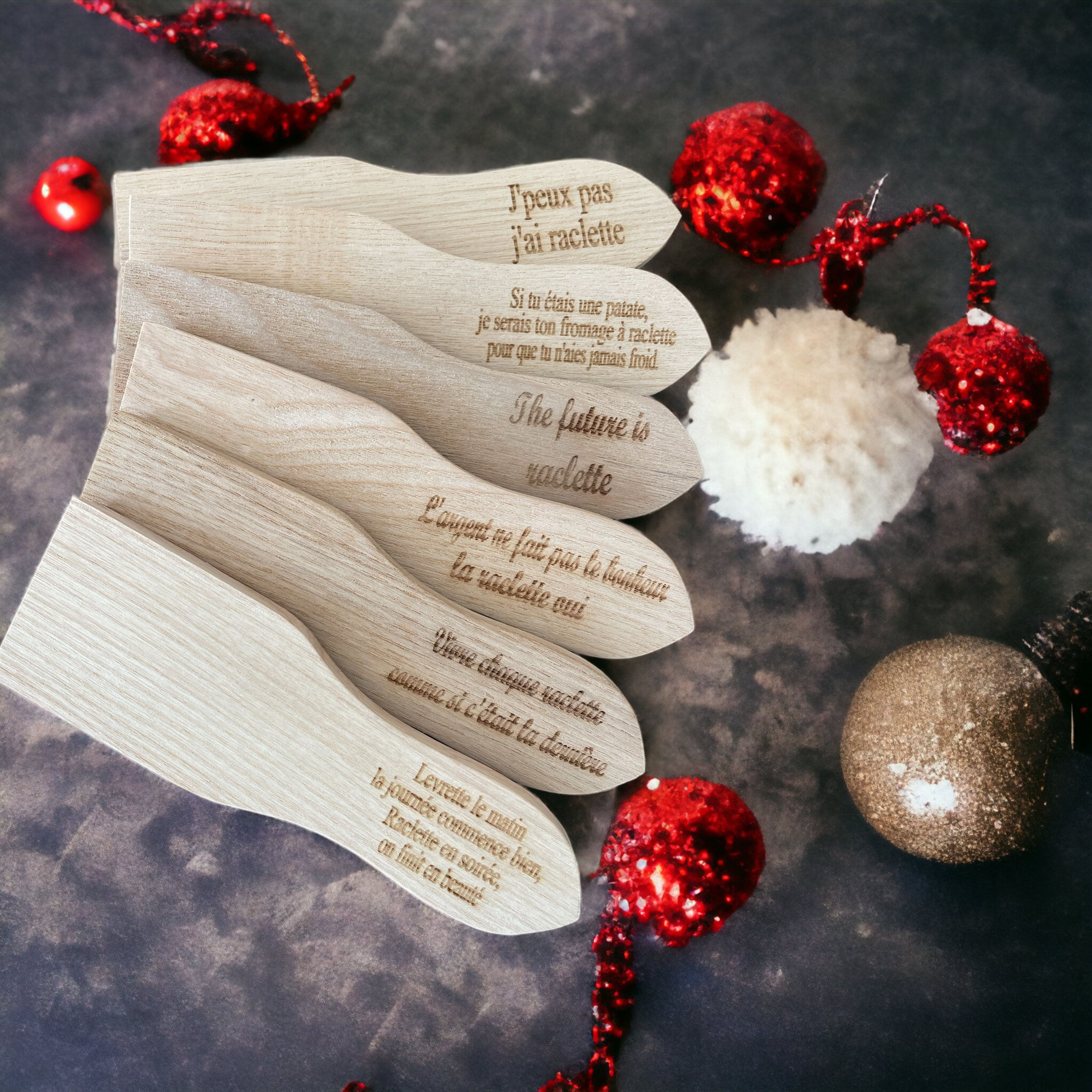 Lot 6 spatules à raclette Humour