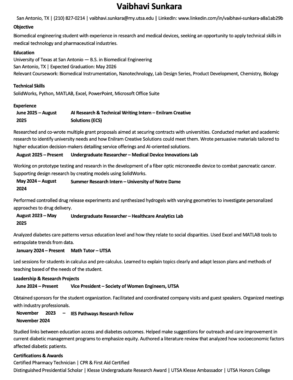 My resume after enhancement
