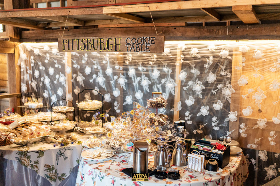 Rustic display with lights and various decorative items.