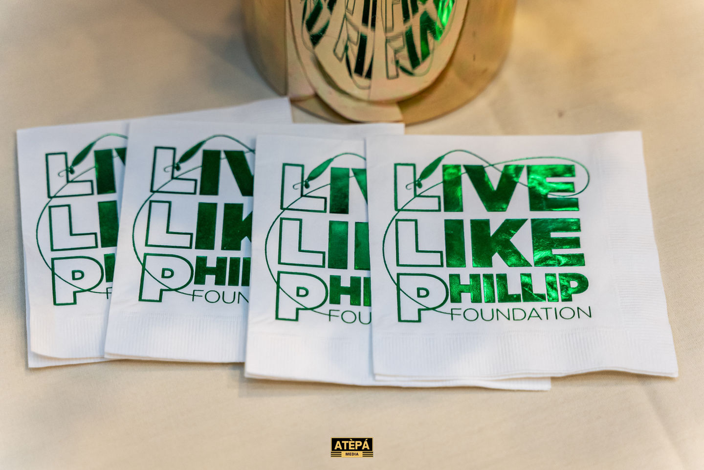Stickers with "Live Like Phillip Foundation" text.