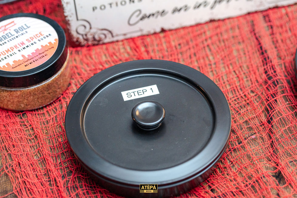 a black container with a label that says step 1