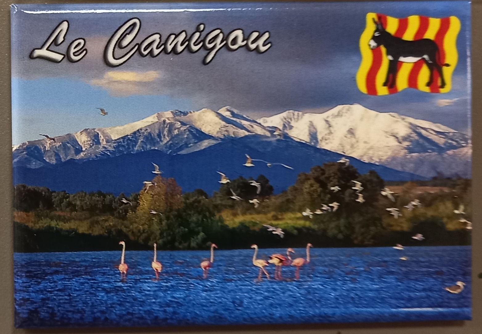 Magnet métal le Canigou depuis l'étang