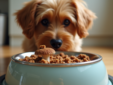 Paw prints in the sand symbolizing a pet's natural wellness journey with TLaaF Mushrooms