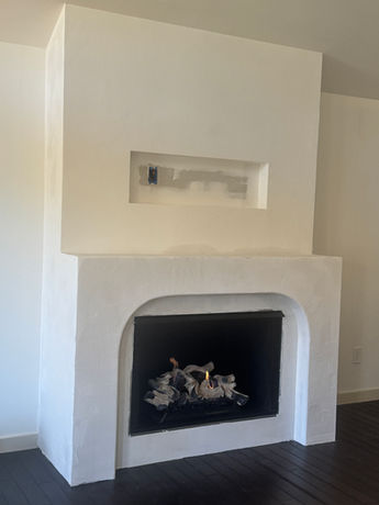 After the work. Stucco-like finish ready to paint.