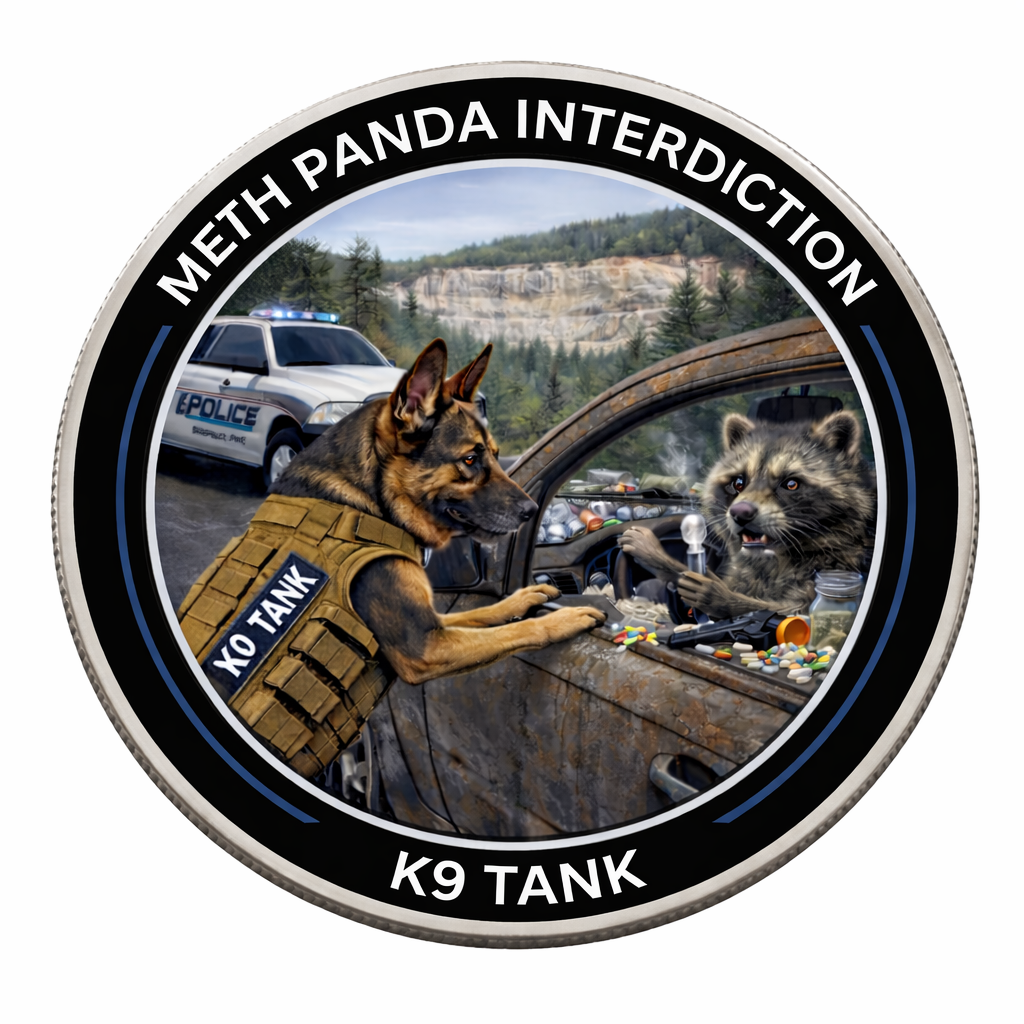 K9 Tank Challenge Coin | Spruce Pine Police Department | Meth Panda Interdiction