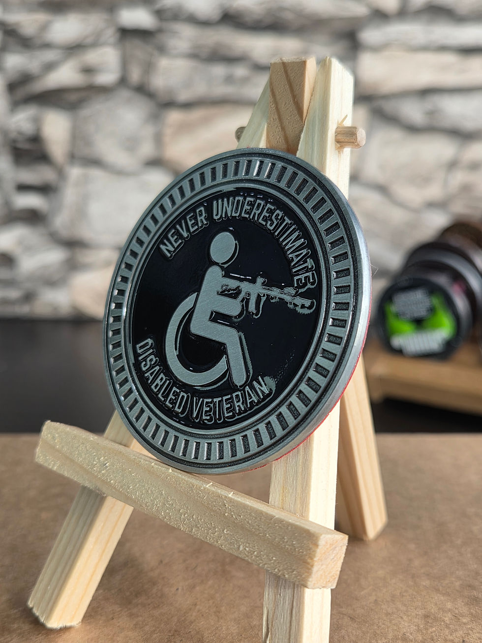 Thumbnail: Disabled Veteran Metal Emblem – Antique Silver 2.5” Full Color UV-Protected