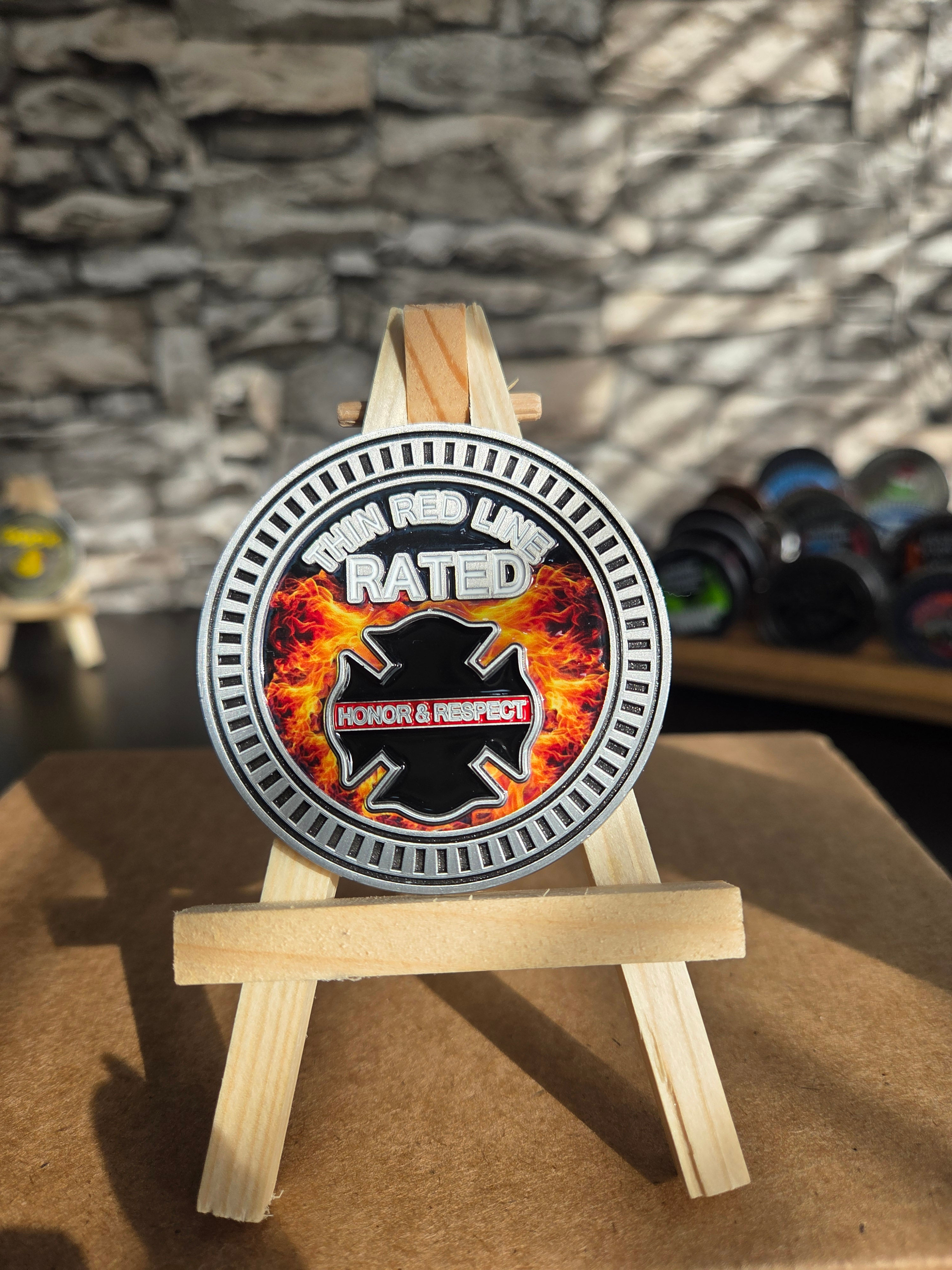 Thin Red Line Rated Metal Emblem – Antique Silver 2.5” Full Color UV-Protected