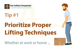HSE visual showing safe lifting posture – Safety Tip #1 from Our Safety Companion
