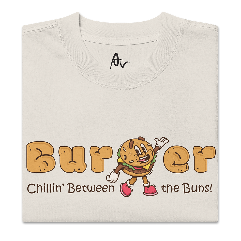 Thumbnail: "BURGER | Chillin' Between the Buns" Oversized faded t-shirt