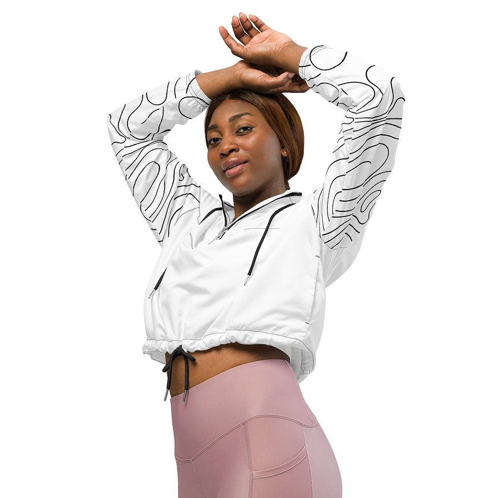 Thumbnail: WAVES OF MOTION Women’s cropped windbreaker (Black & White)