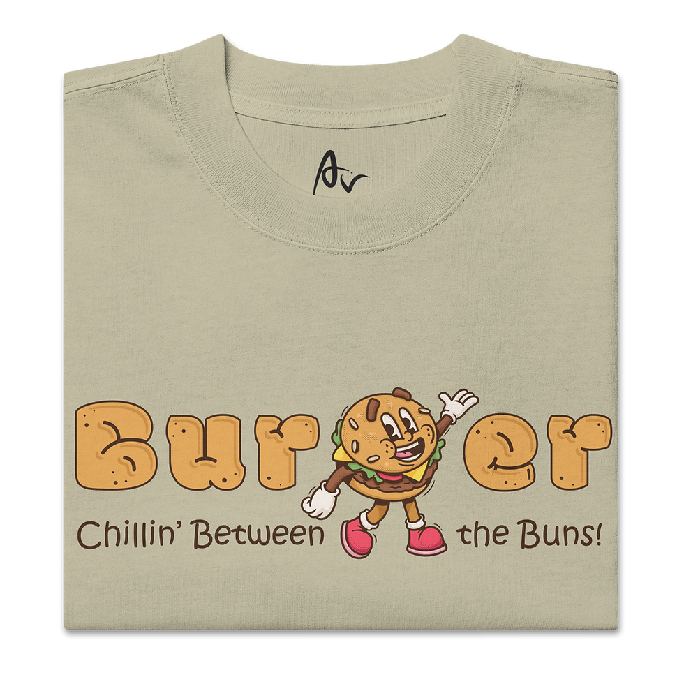 Thumbnail: "BURGER | Chillin' Between the Buns" Oversized faded t-shirt