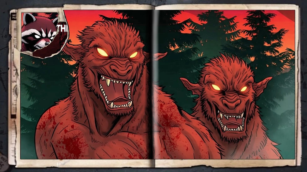 “Red Twin Beast”, a comic wallpaper by Austin Lambeau.