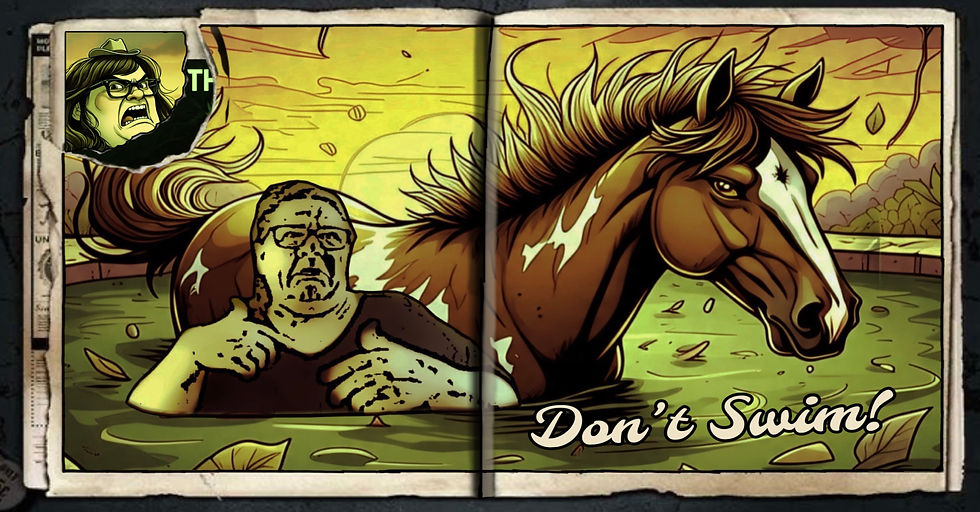 “Don’t Swim In Mary’s Green Pool!”, a comic wallpaper by Austin Lambeau.